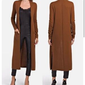 NWT Theory Torina Long 100% Cashmere Open Front Cardigan $535 in Syrup Size S